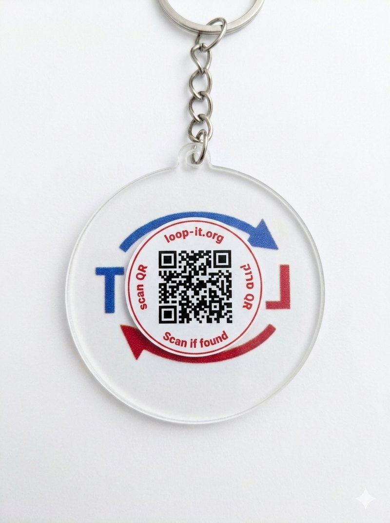 מחזיק מפתחות LOOP-IT — צד מדבקת ה-QR